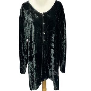 CP Shades Tunic Top Womens M Green Crushed Velvet Top Blouse Relaxed Popover